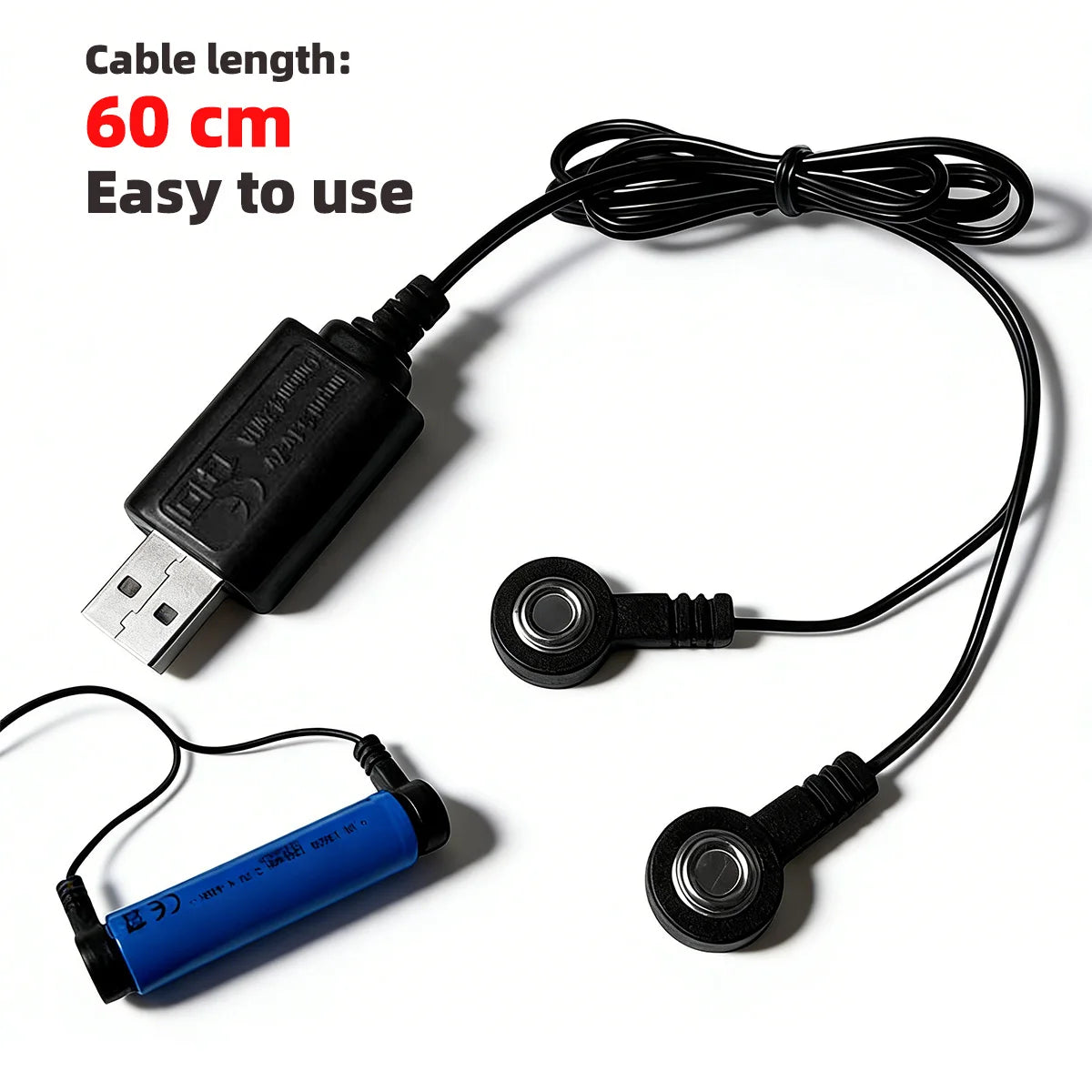 USB Magnetic 18650 Lithium Battery Charger 3.7V 4.2V – 60cm Battery Charger Cable Axl