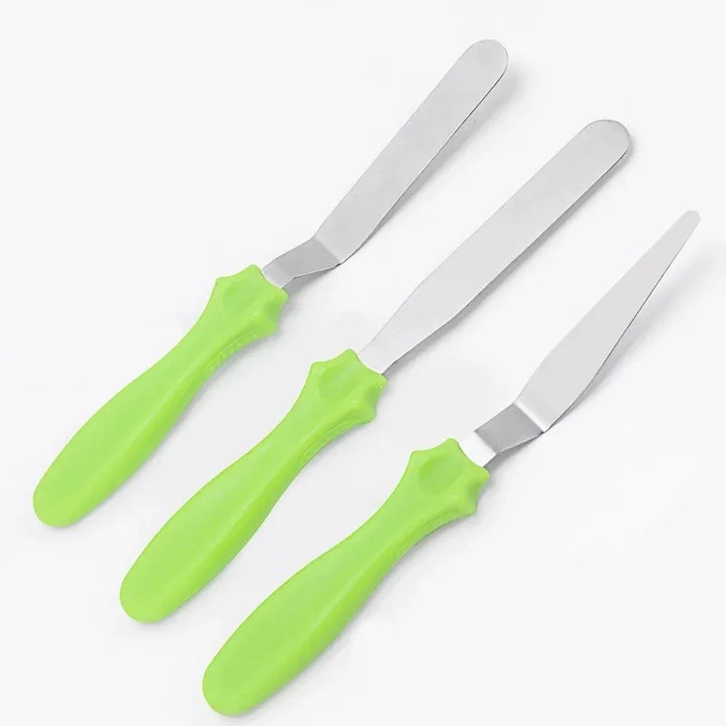 3-Piece Stainless Steel Cake Scraper & Spatula Trowel Set Cake Decorating Tools Axl