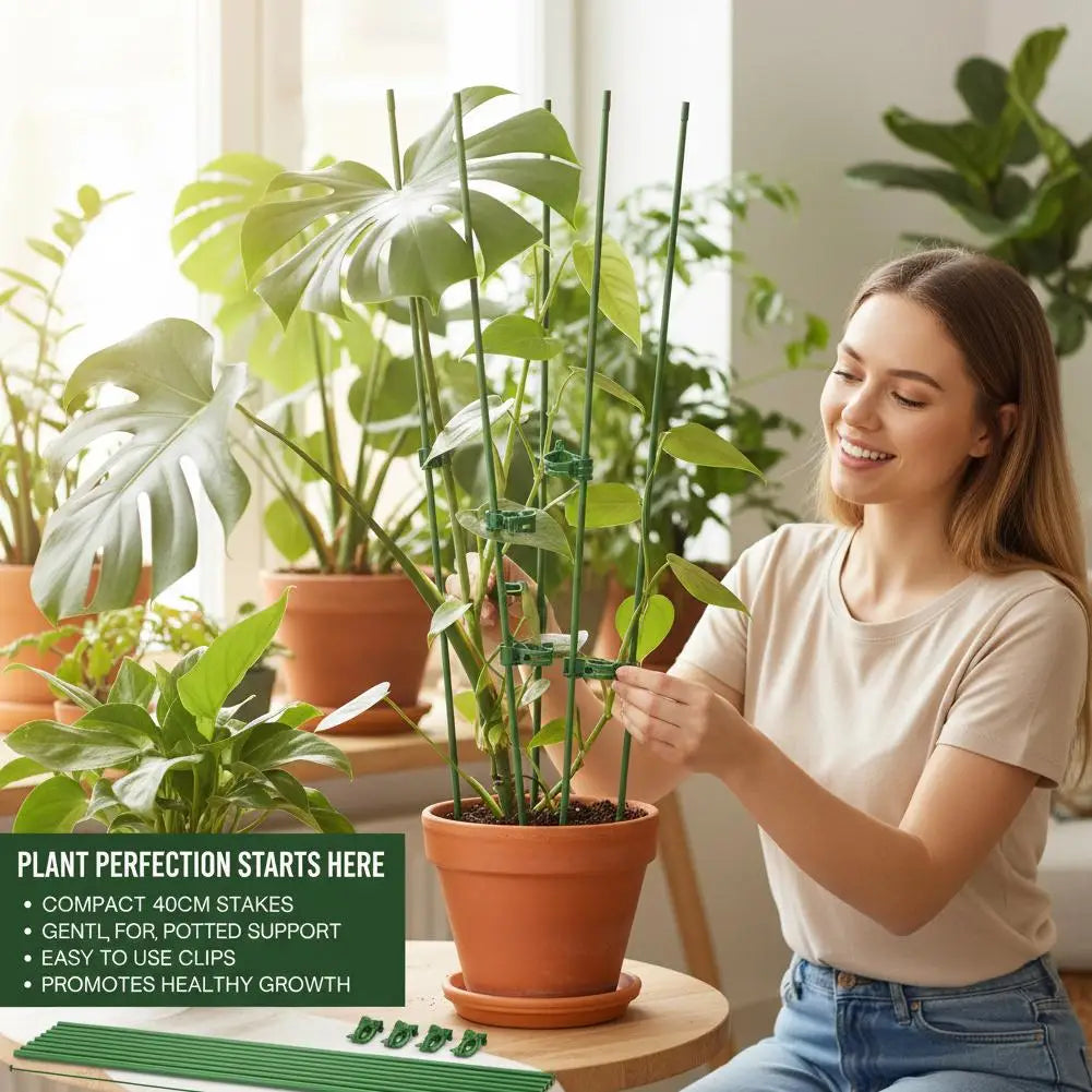 Green Plant Support Stakes & Clips – Indoor & Outdoor Plants Plant Support Stakes Axl