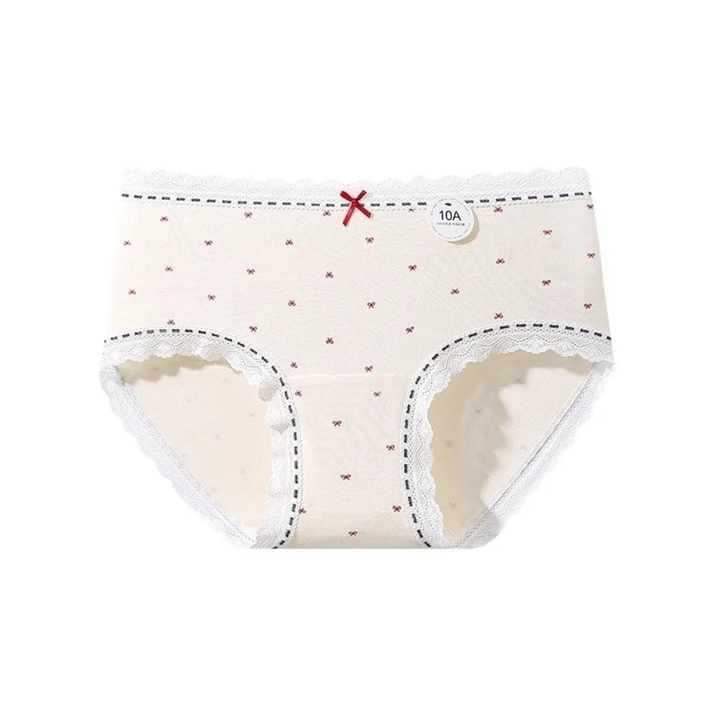 Women's Mid-Rise Cotton Lace Bow Briefs – Soft Daily Underwear Women's Briefs Axl Yellow L 1pc