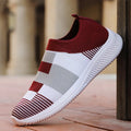 HAJINK Women's Knitted Vulcanized Flat Sneakers – Mix Color Women's Sneakers Axl WineRed 43