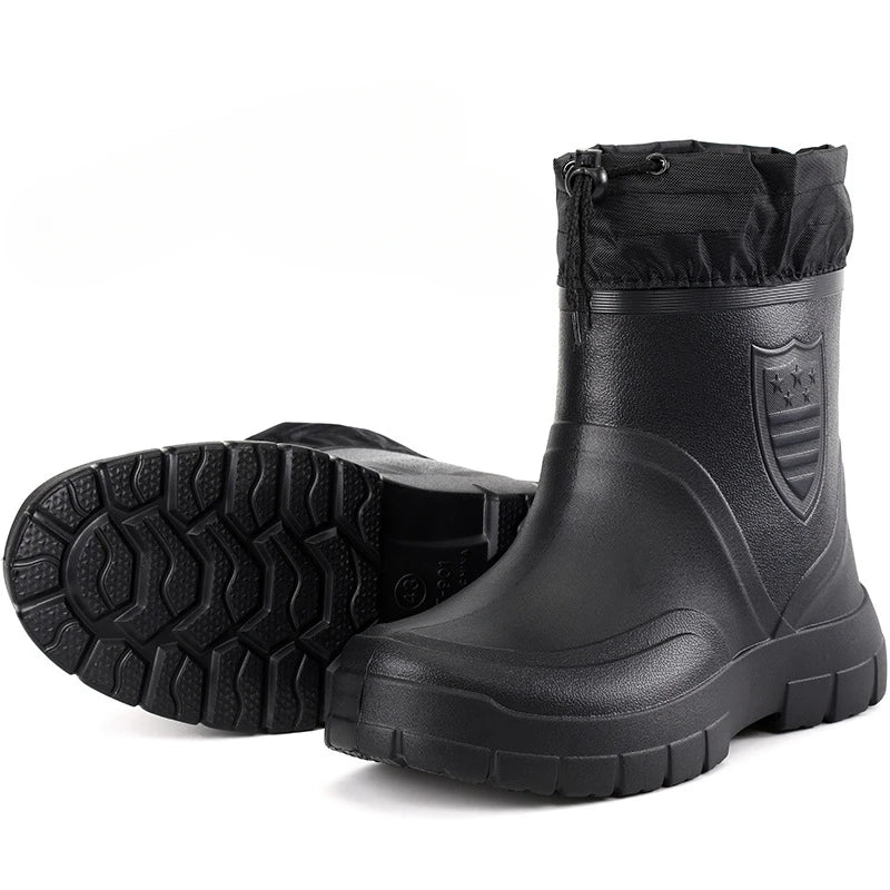 Men's Waterproof Ankle Rain Boots – Lightweight Slip-On Men's Rain Boots Axl