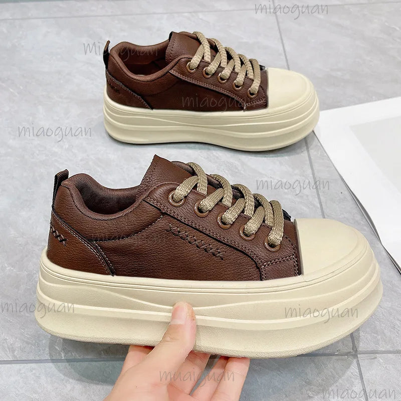 Women's 6CM Platform Chunky Sneakers – Lace-Up Non-Slip Platform Sneakers Axl
