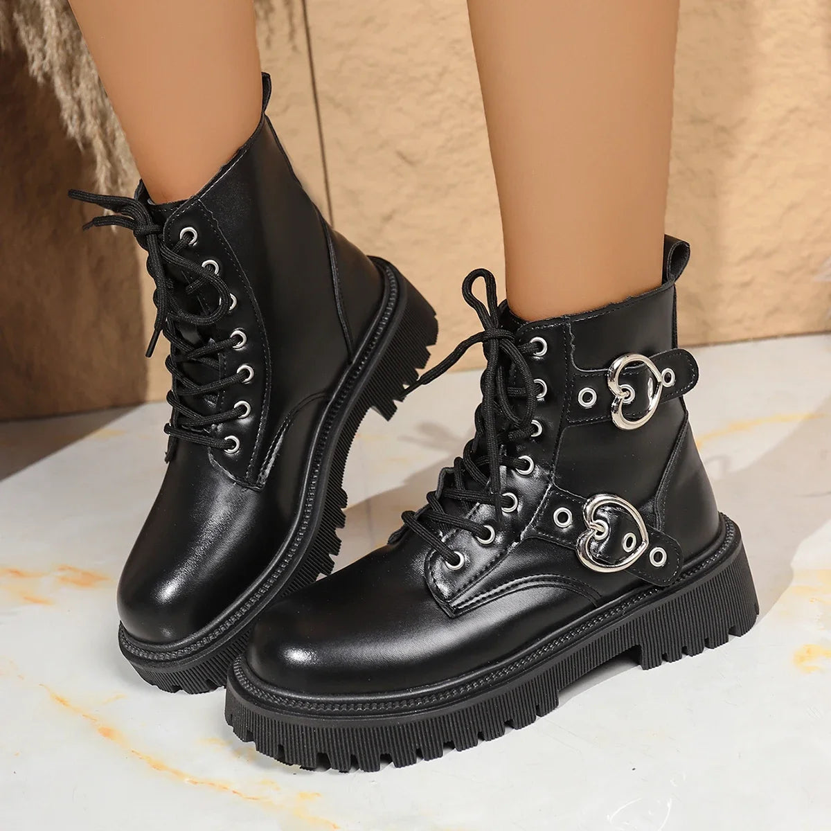 Women's Mid-Calf Motorcycle Boots | Side Zip & Lace-Up Women's Motorcycle Boots Axl black 42