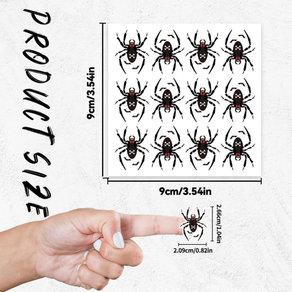 240 Spider Halloween Self-Adhesive Stickers – 12 Patterns Decorative Stickers Axl