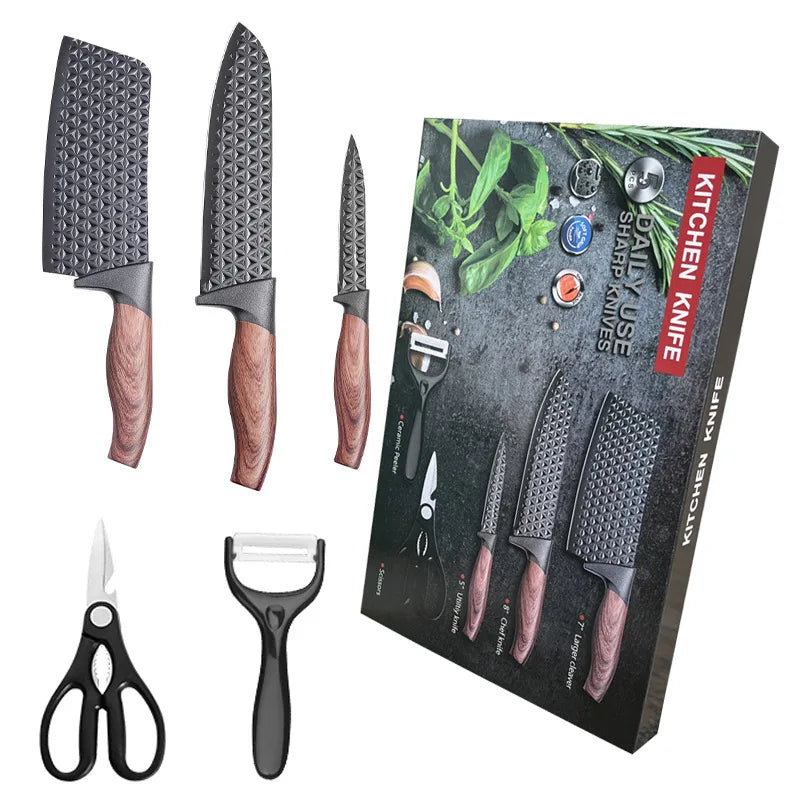 5-Piece Non-Stick Kitchen Knife Set | Stainless Steel Blades Kitchen Knife Set Axl 5pcs B