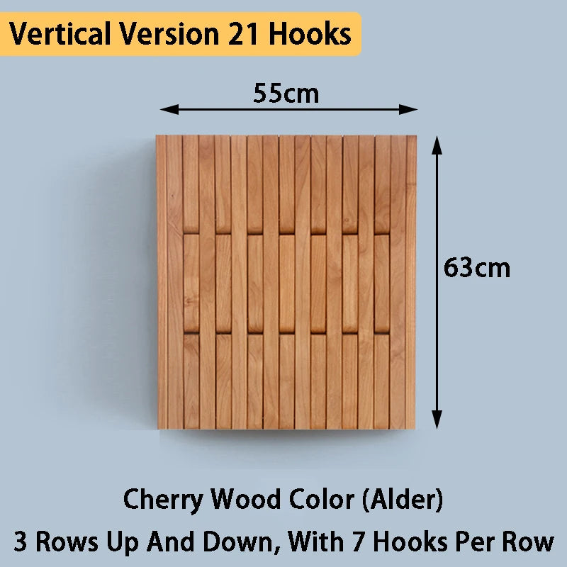Solid Wood Wall-Mounted Coat Rack – Piano Key Hook Design Wall-Mounted Coat Rack Axl Alder 55X63CM