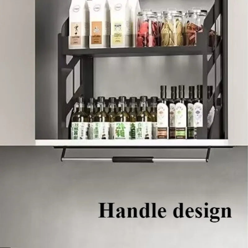 Pull-Down Cabinet Basket | Kitchen Seasoning Storage Rack Cabinet Storage Rack Axl