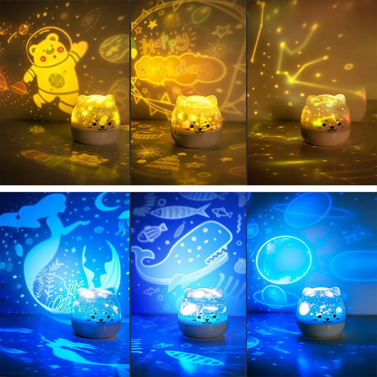 Cute Bear LED Star Projector Night Light for Kids' Bedroom Star Projector Lamp Axl