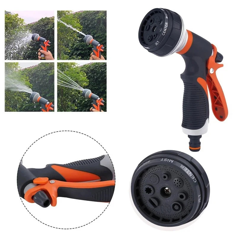 8-Function Adjustable Garden Hose Spray Gun | Car & Home Wash Garden Spray Gun Axl