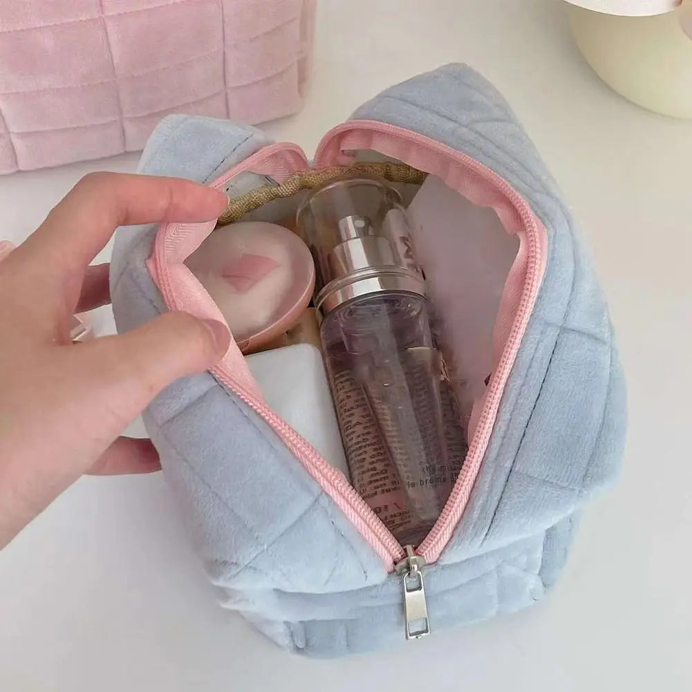 Plush Square Cosmetic Bag – Cute Puffy Makeup Travel Pouch Cosmetic Makeup Bag Axl