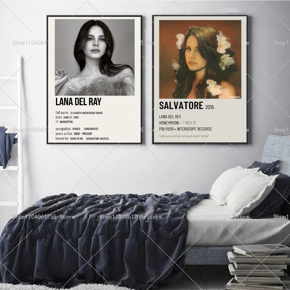 Lana Del Rey Album Wall Poster – Self-Adhesive Waterproof Sticker Music Wall Poster Axl