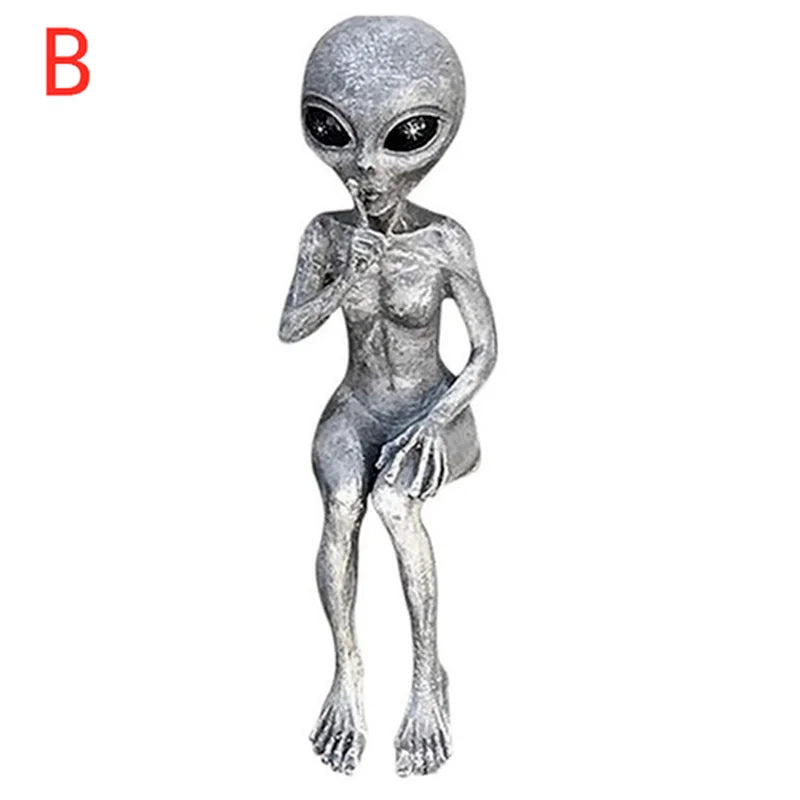 Space Alien Resin Garden Statue – Outdoor Figurine Ornament Garden Resin Figurine Axl B