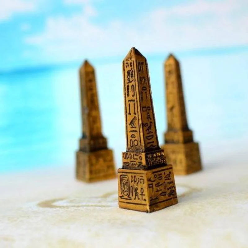 Mini Egyptian Obelisk Statue – Antique Resin Figurine Decor Decorative Figurine Axl