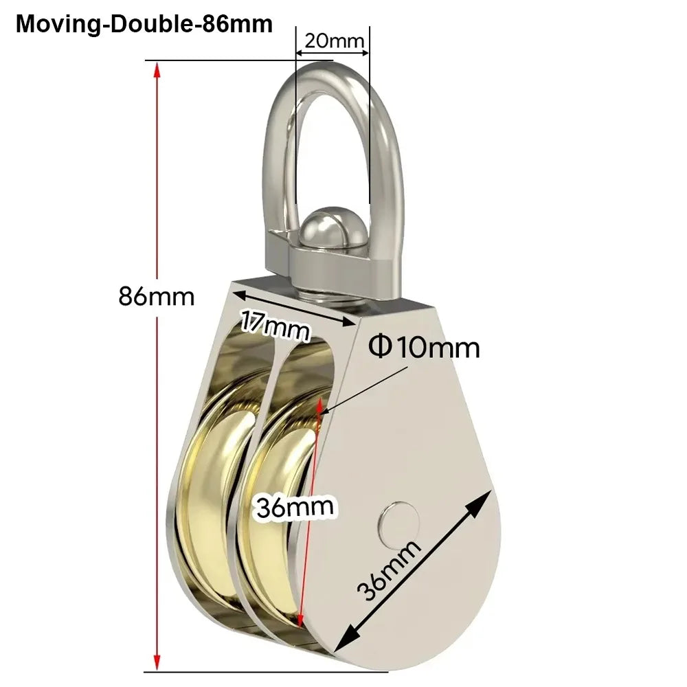Zinc Alloy Moving Pulley Single & Double Sheave 43/58/86mm Metal Sheave Pulley Axl 86mm Double