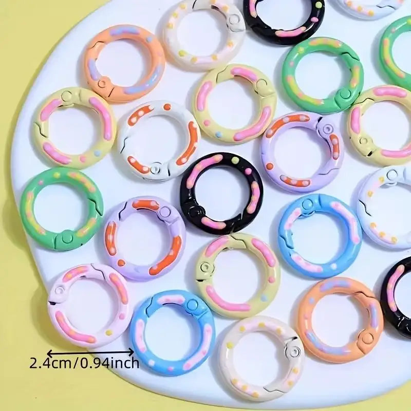 8-Pack Colorful Donut Spring Gate Key Rings & Carabiners Keychain Craft Rings Axl
