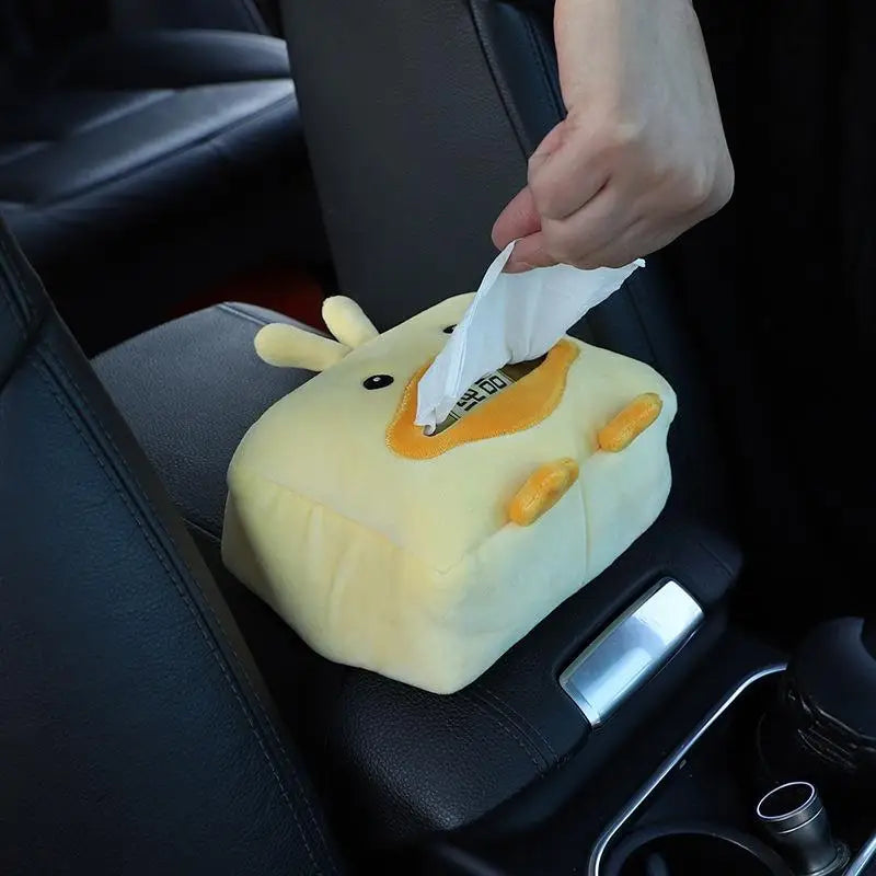 Cartoon Plush Tissue Box Holder – Car Armrest & Backseat Cover Car Tissue Holder Axl