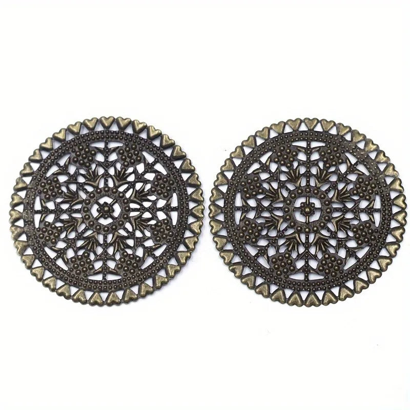 25 Pcs Vintage Bronze Heart Filigree Wraps 60mm | DIY Jewelry Jewelry Filigree Wraps Axl