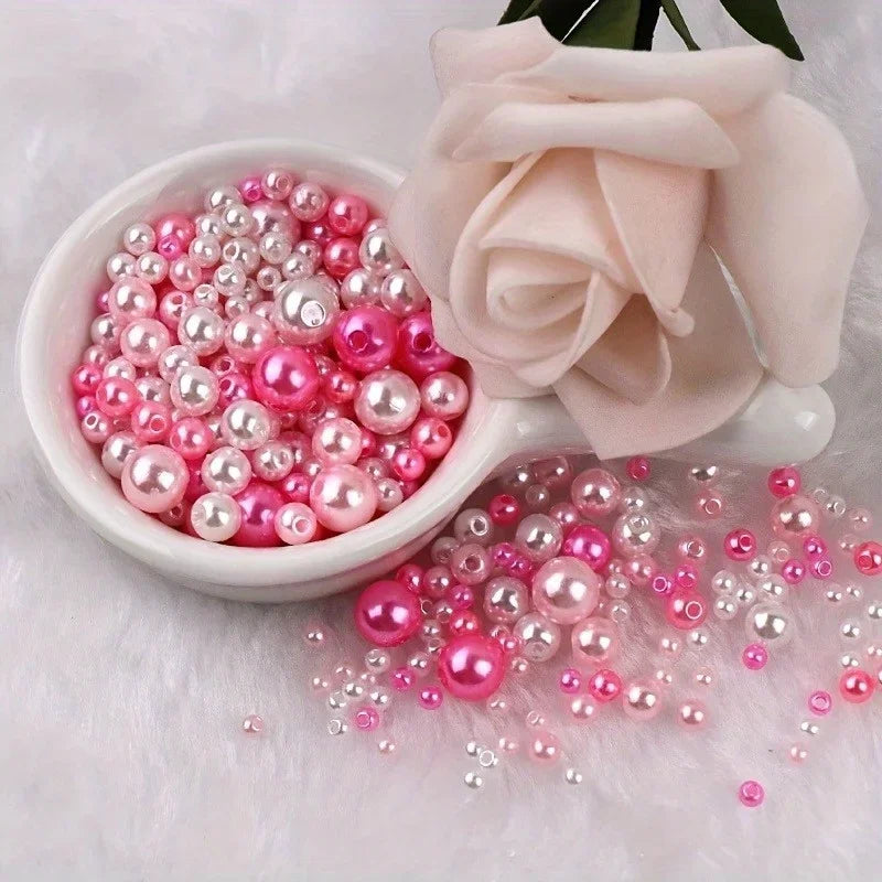 150pcs Double-Hole Pearl Beads – Round Loose Beads for DIY DIY Jewelry Beads Axl
