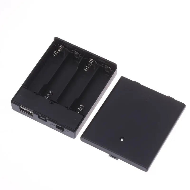 4AA Battery Holder Box with USB Output for LED Strip Lights Battery Holder Box Axl Black