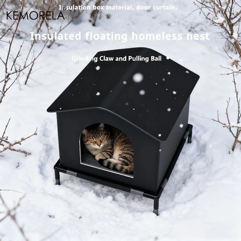 Foldable Outdoor Cat House with Stand – Four-Season Oxford Bed Outdoor Cat House Axl