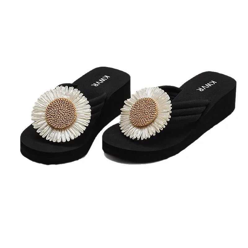 Women's Floral Wedge Platform Slippers – Breathable Beach Slides Wedge Platform Slippers Axl