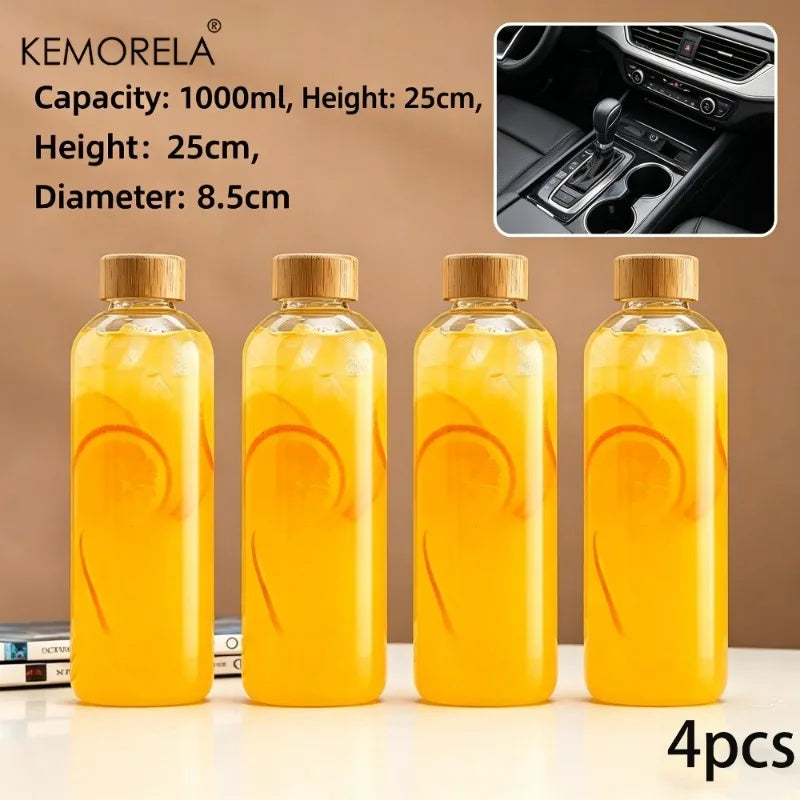 KEMORELA Glass Water Bottle – Leak-Proof, Heat-Resistant 500–1000ml Glass Water Bottle Axl