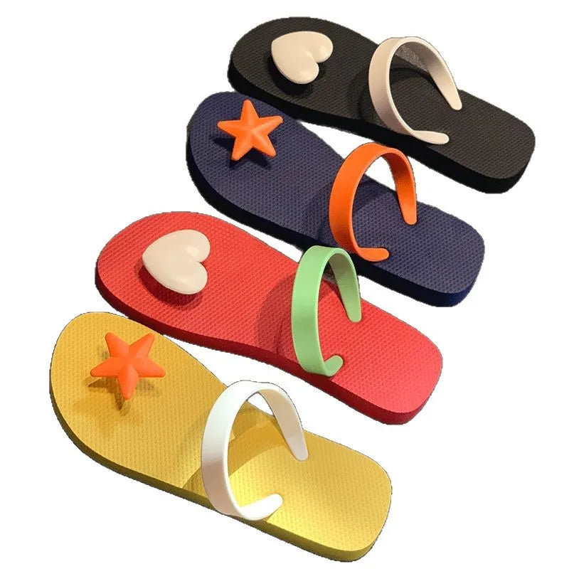 Women's Star Heart Flip Flops – Waterproof Non-Slip Beach Sandals Beach Flip Flops Axl
