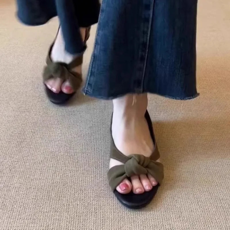 Women's Retro Low Heel Open Toe Sandals – Knot Cross Strap Women's Sandals Axl