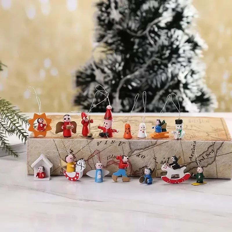 Wooden Christmas Tree Ornaments – Boxed Holiday Pendants Set Christmas Tree Ornaments Axl