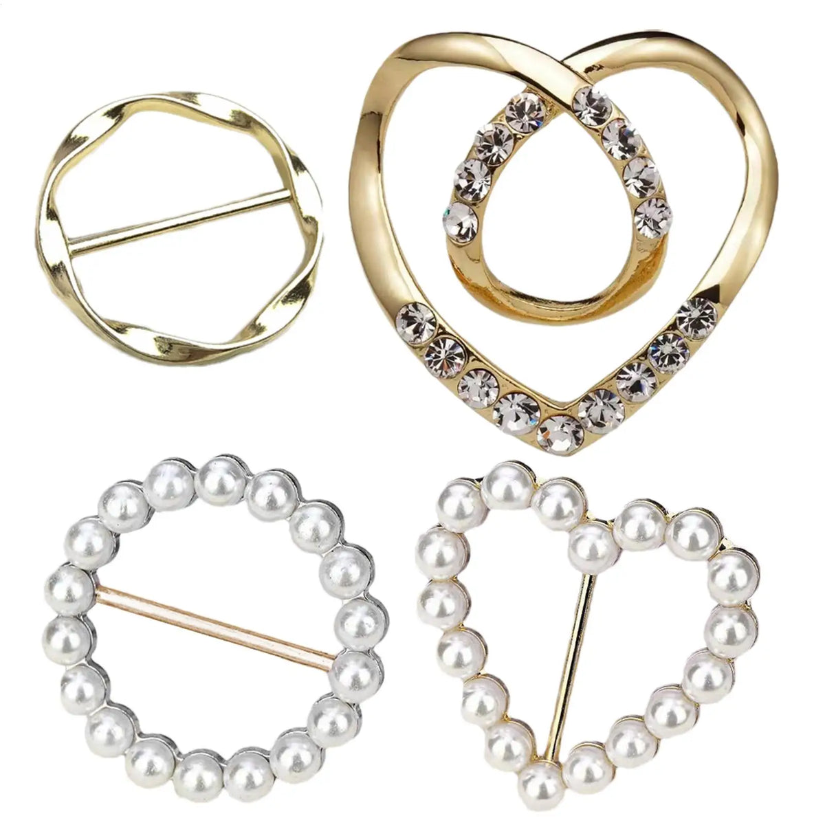 Women's Shirt Clips & Scarf Ring Buckles – 4-Piece Set Fashion Clothing Clips Axl