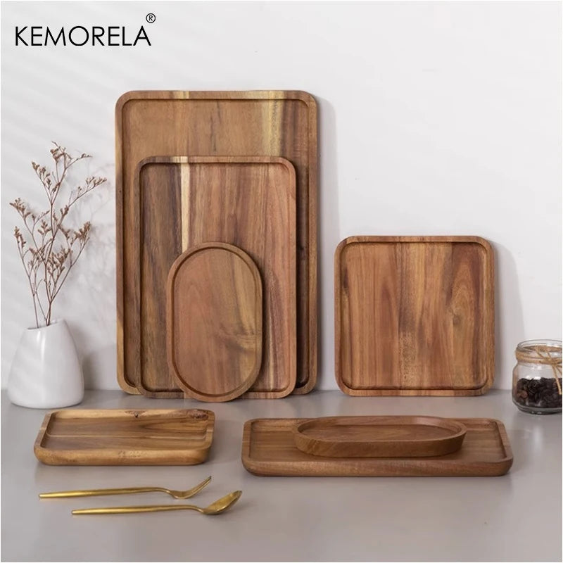 Acacia Wood Coffee & Tea Serving Tray | Gongfu Kitchen Tray Wood Serving Tray Axl