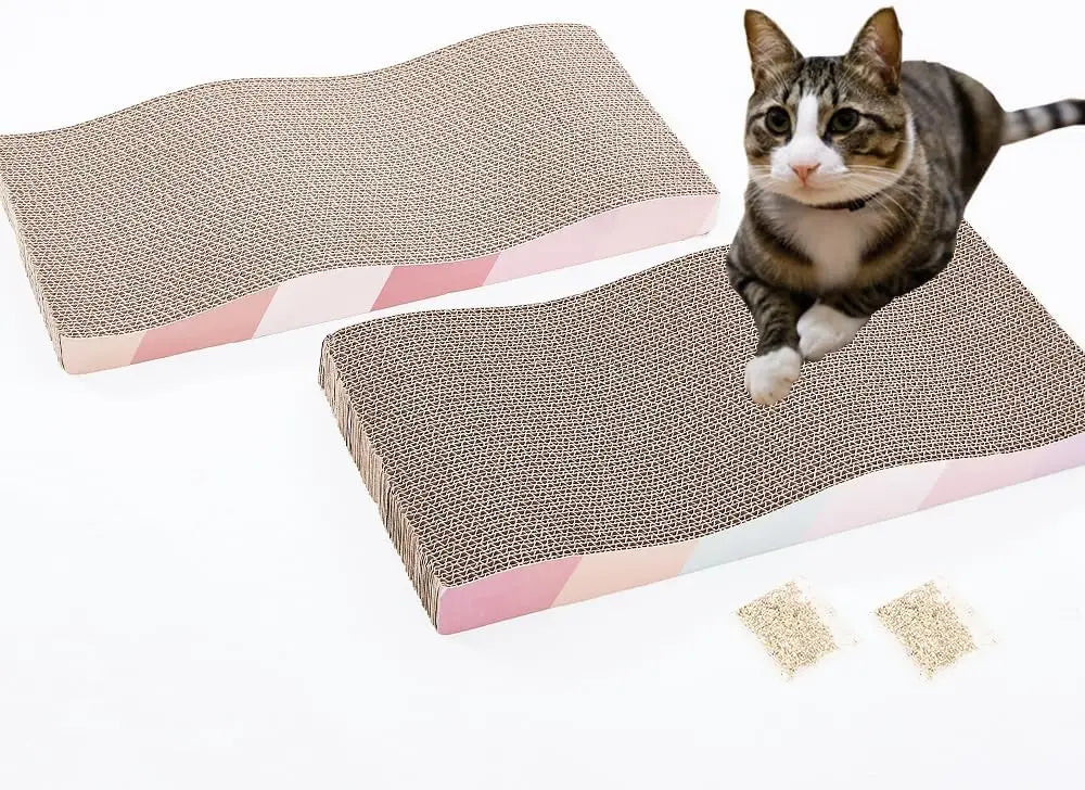 SIDAZON Large Corrugated Cat Scratcher Board with Catnip Cat Scratch Pad Axl