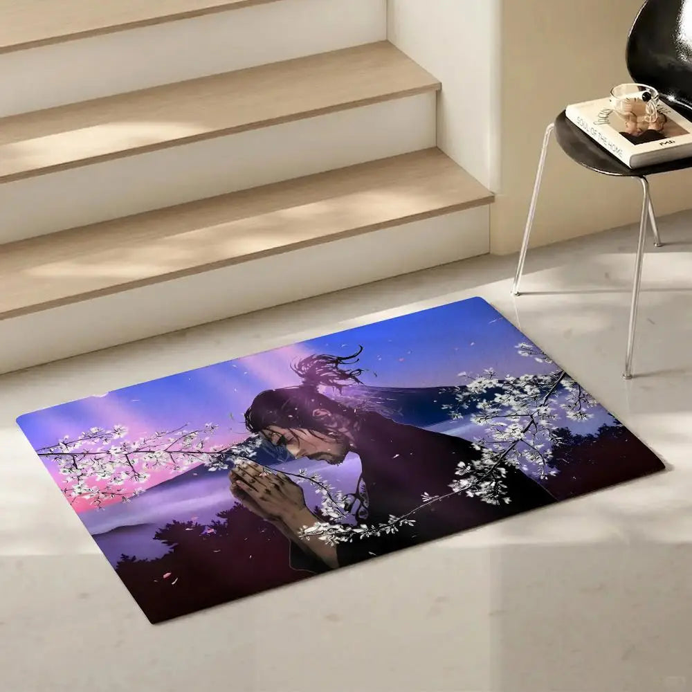Manga Vagabond Flannel Floor Mat – Non-Slip Soft Indoor Rug Indoor Area Rug Axl