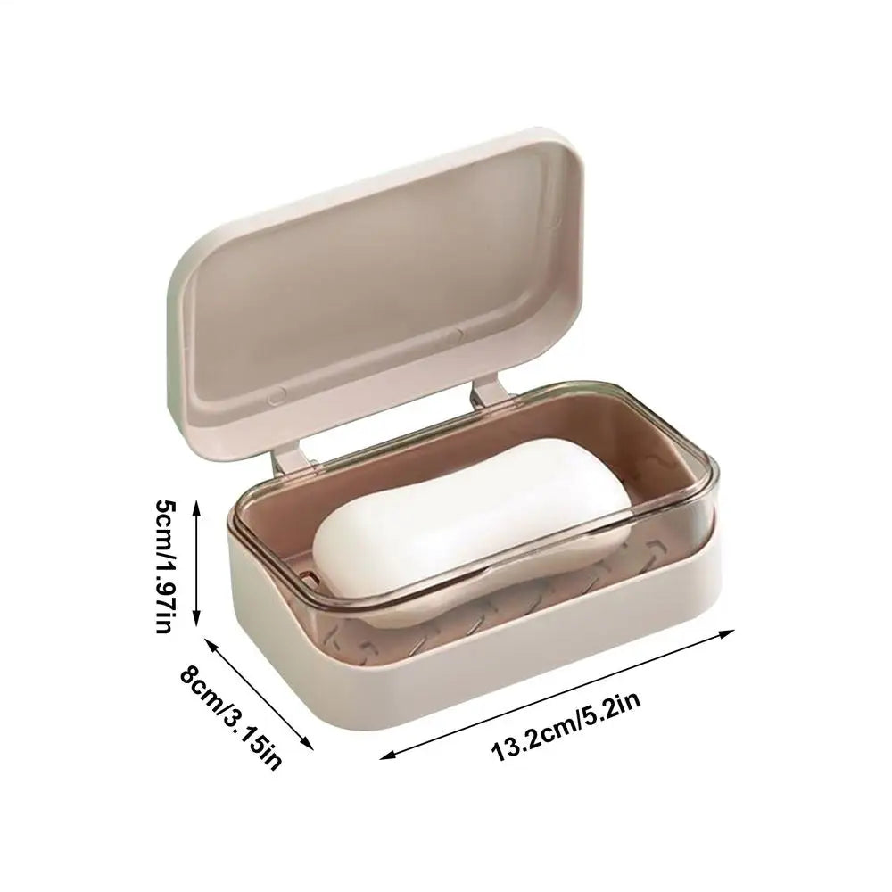 Portable Double Layer Travel Soap Box with Lid & Drainage Travel Soap Case Axl Pink