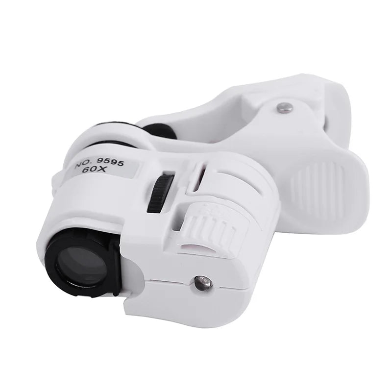 60X Clip-On Phone Magnifier with LED & UV Light | Microscope Clip-On Magnifier Axl