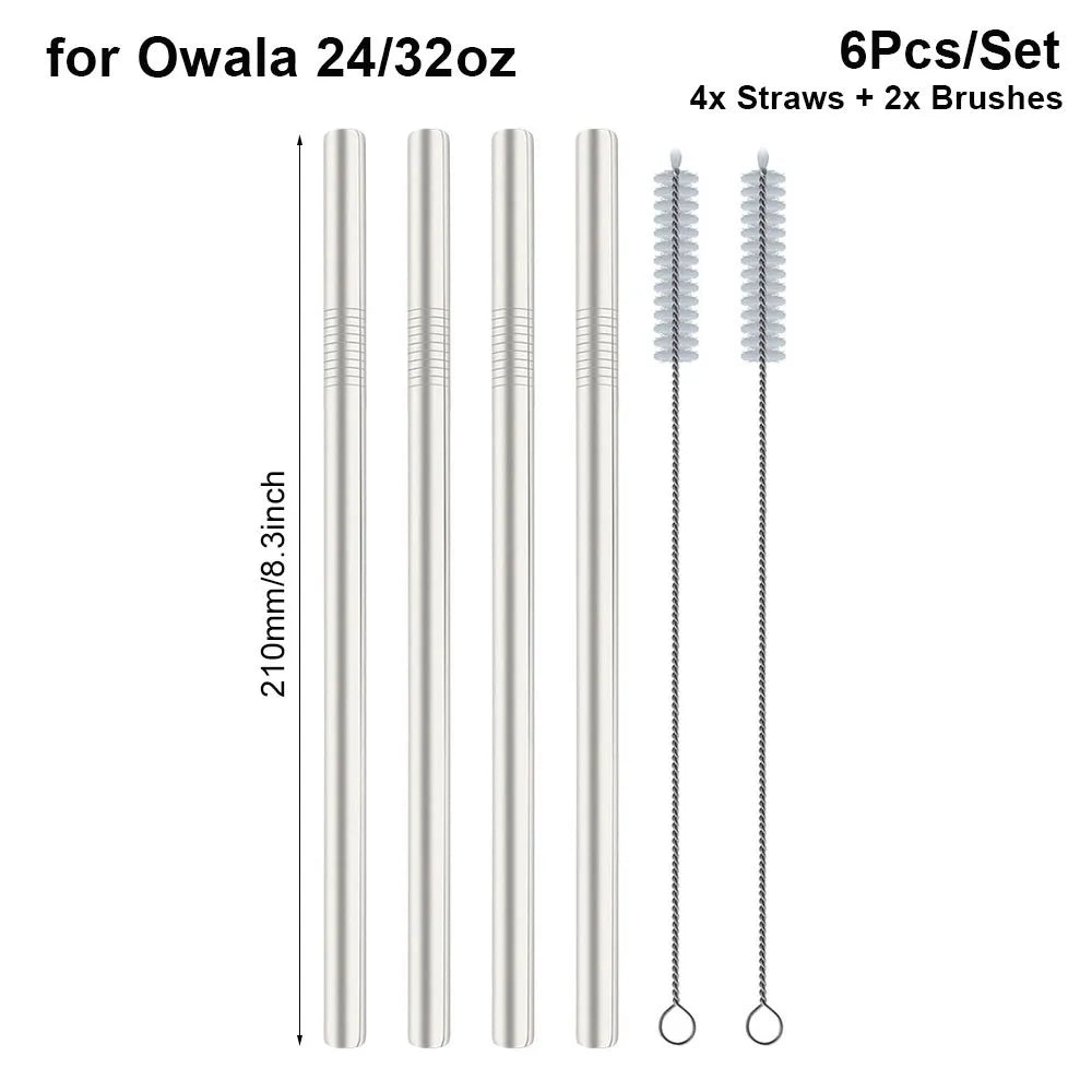 Stainless Steel Reusable Straws 6-Piece Set with Brushes Reusable Straws Axl 10x210mm Set