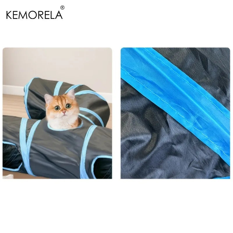 KEMORELA Foldable T-Cross Cat Tunnel Indoor Play Toy Cat Play Tunnel Axl