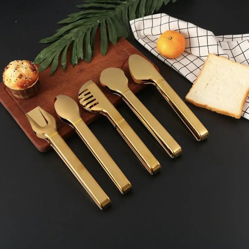 Gold Stainless Steel Food Tongs – Multi-Style Kitchen Serving Kitchen Serving Tongs Axl