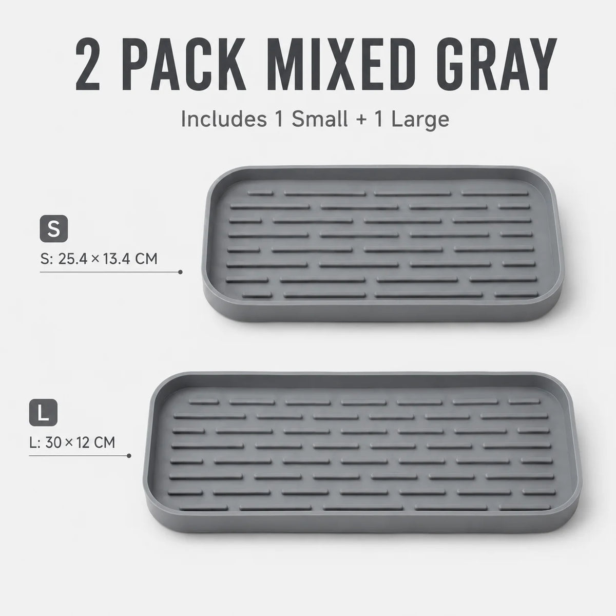 2-Pack Silicone Sink Organizer Tray & Dish Drying Mat – BPA-Free Silicone Organizer Tray Axl 2 Pack Mixed Gray other