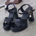 Women's Open Toe Wedge Sandals – Buckle Strap High Heel Pumps Wedge Sandals Axl black 36