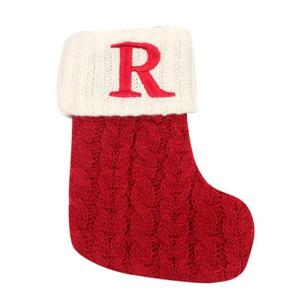 Knitted Christmas Stocking – Alphabet Letter Xmas Décor Gift