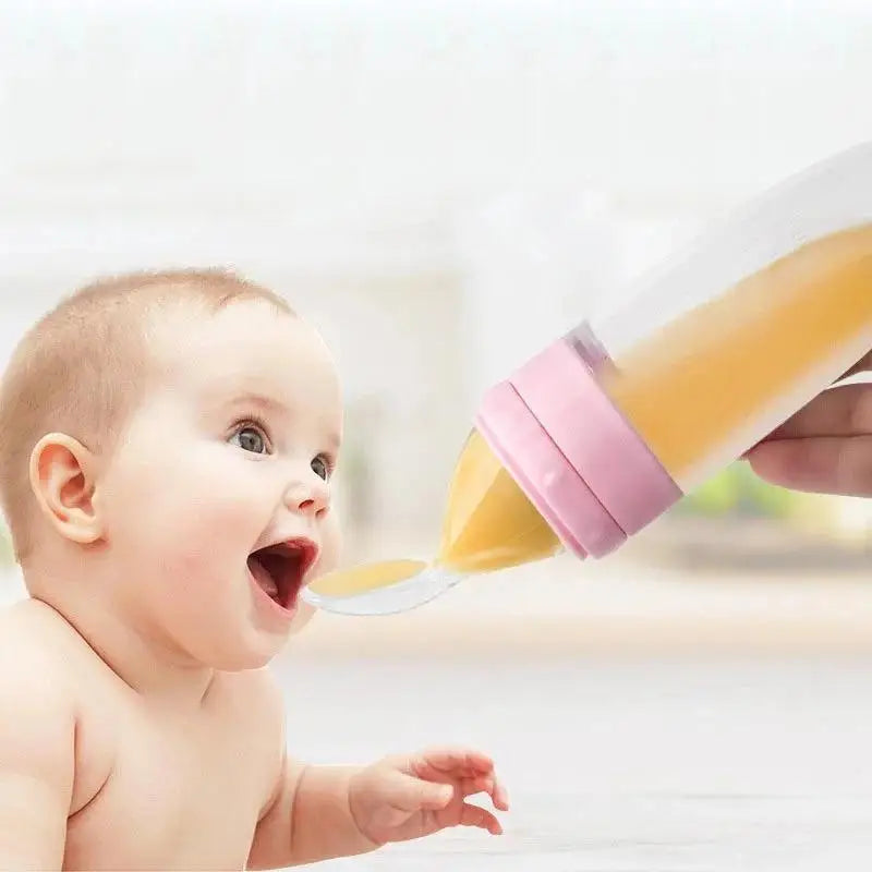 Baby Silicone Squeeze Feeding Spoon Bottle – BPA-Free 90ml Baby Feeding Spoon Axl