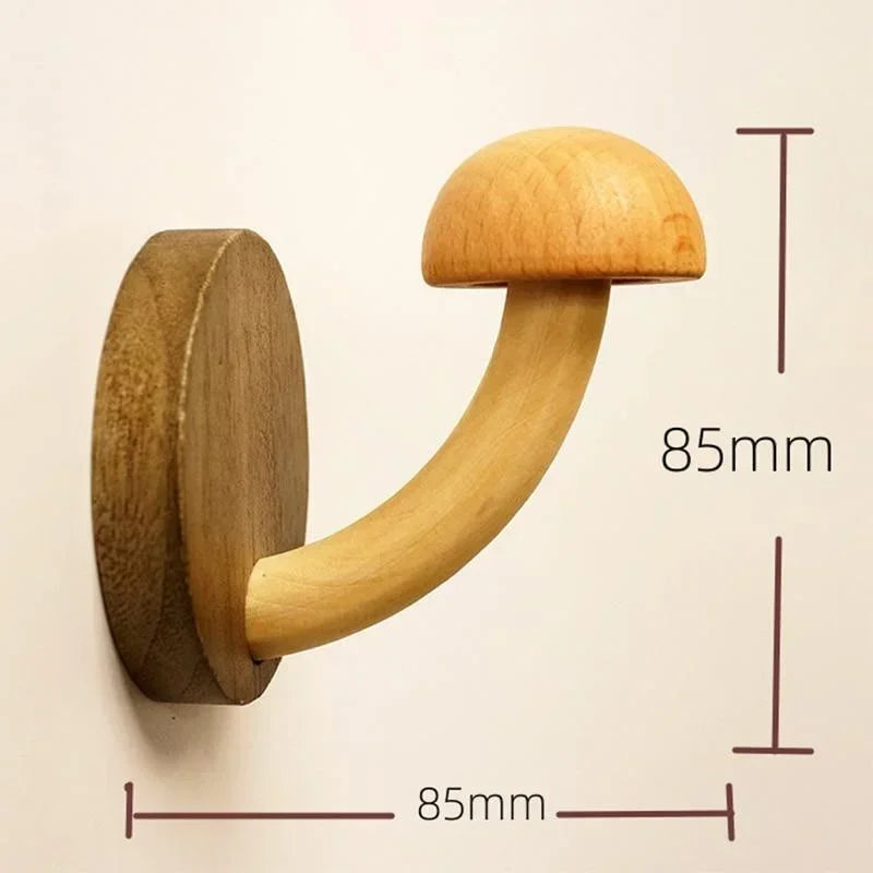 Wooden Mushroom Wall Hook – Self-Adhesive Clothes & Cap Hanger Wall Hook Axl