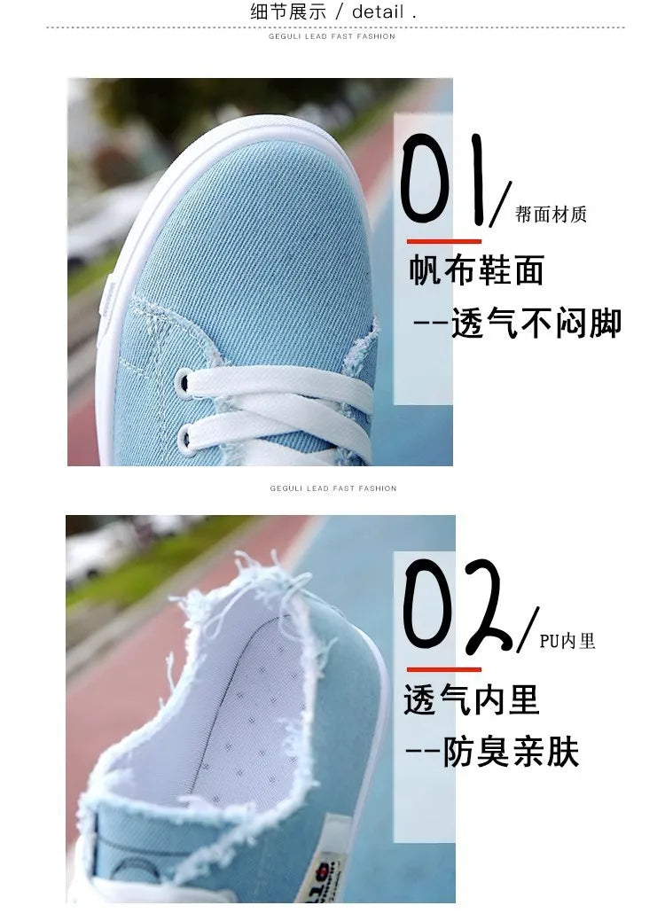 Women's Casual Canvas Sneakers – Lightweight Flat Lace-Up Shoes Canvas Sneakers Axl