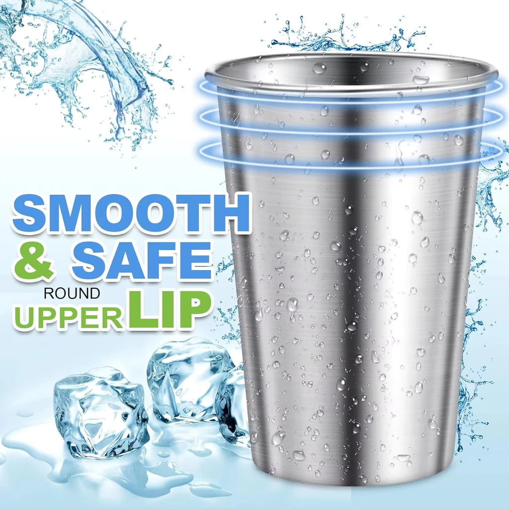 4-Pack Stainless Steel Pint Cups 500ml – Stackable Tumblers Metal Tumbler Set Axl