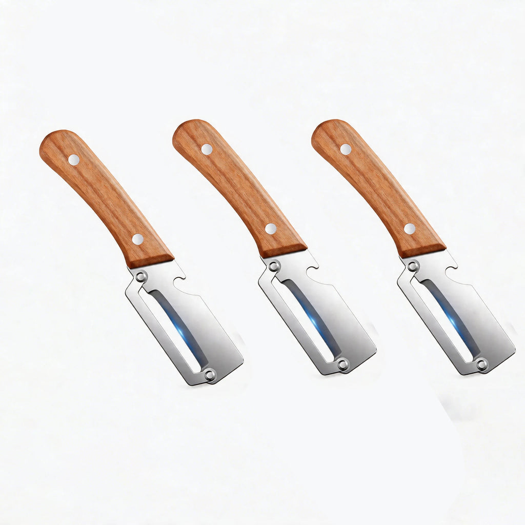 Stainless Steel Peeler Wooden Handle – Fruit & Veg Peeler Vegetable Peeler Axl 3pcs