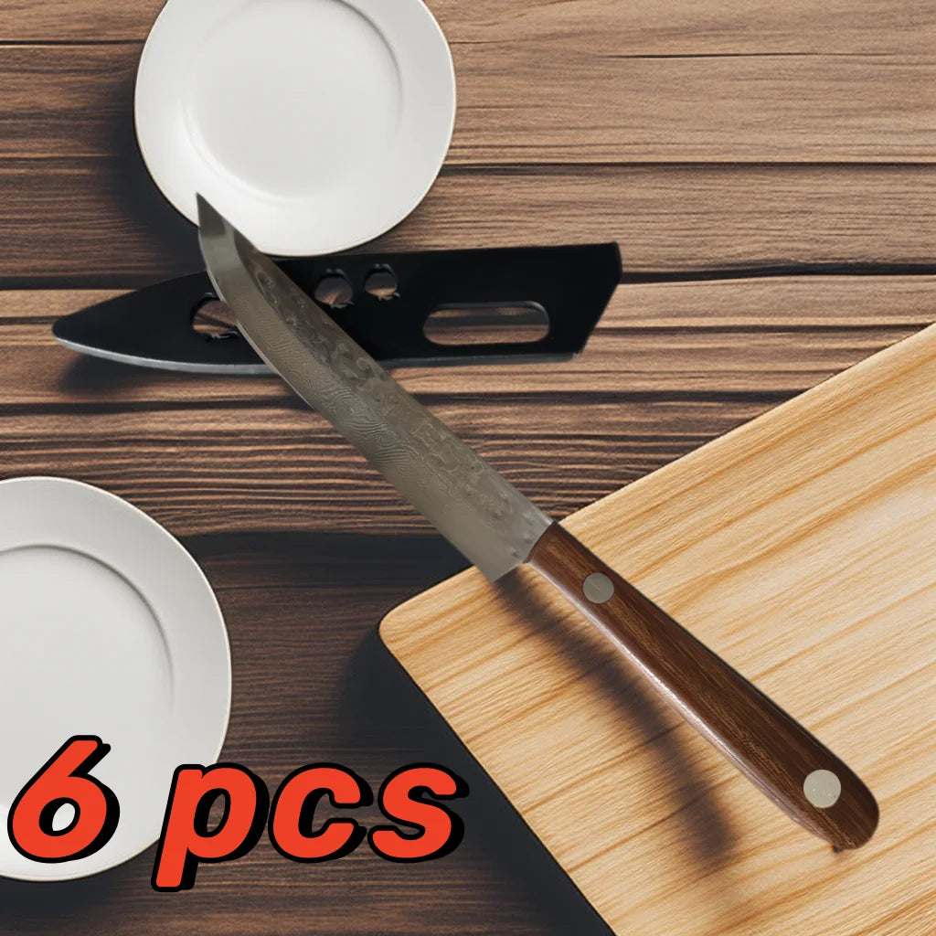 67-Ply Damascus Steel Paring Knife – Wood Handle | Sharp Damascus Kitchen Knife Axl 6 Pcs