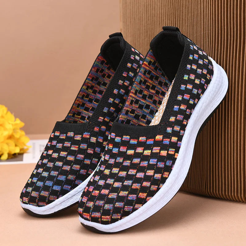 Women's Woven Slip-On Wedge Sneakers | Breathable Casual Shoes Wedge Sneakers Axl