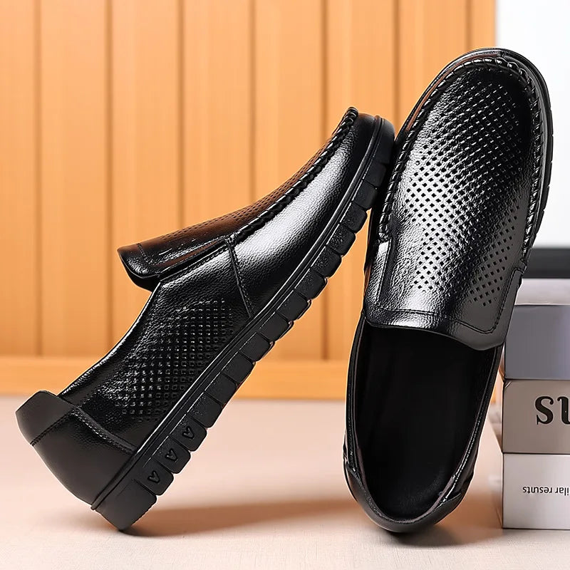 Men's Perforated Cowhide Leather Lace-Up Brogue Dress Shoes Men's Brogue Dress Shoes Axl
